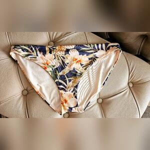 H&M Floral Tropical Orange Bikini Bottom Swimwear Briefs Cheeky Size 12